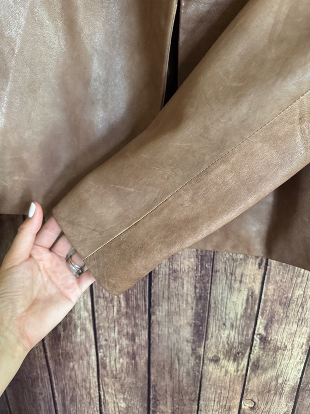 bagatelle Women's Brown Round-Neck Leather Jacket - Picture 8 of 12